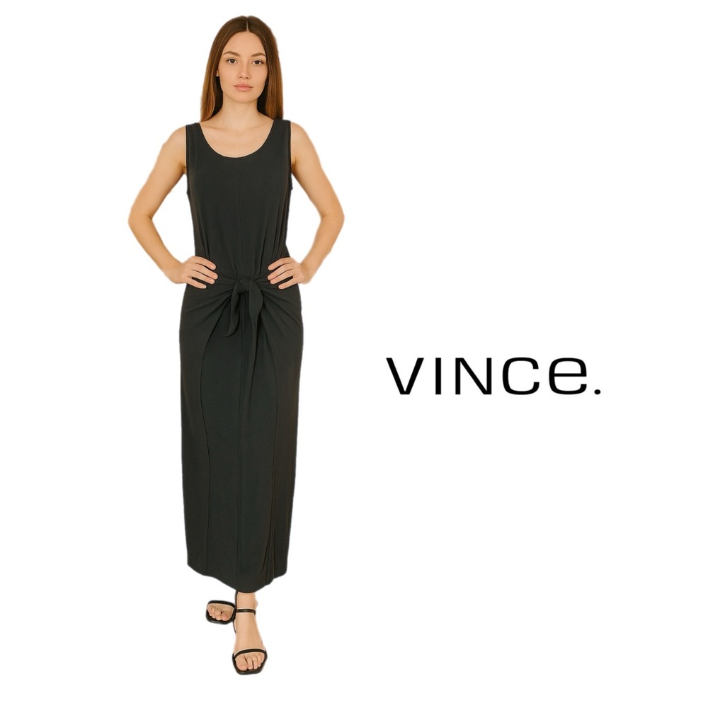 NEW Vince Sleeveless Tie Front Maxi Dress Coastal Blue